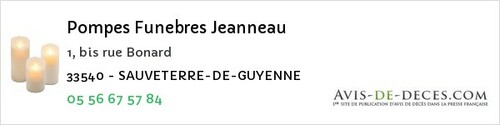 Avis de décès - Sauveterre-de-Guyenne - Pompes Funebres Jeanneau