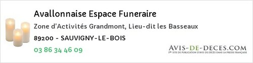 Avis de décès - Saint-Maurice-Aux-Riches-Hommes - Avallonnaise Espace Funeraire