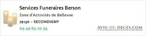 Avis de décès - Moncoutant - Services Funeraires Berson