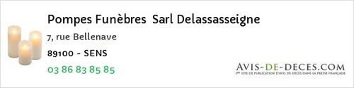 Avis de décès - Saint-Fargeau - Pompes Funèbres Sarl Delassasseigne
