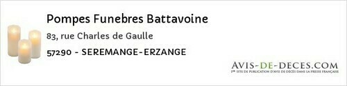 Avis de décès - Bining - Pompes Funebres Battavoine