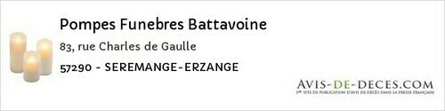 Avis de décès - Pournoy-la-Grasse - Pompes Funebres Battavoine