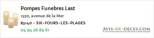 Avis de décès - Six-Fours-Les-Plages - Pompes Funebres Last