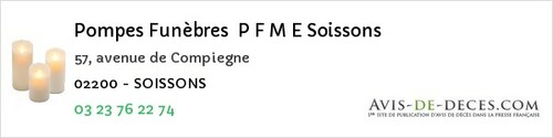 Avis de décès - Pierrepont - Pompes Funèbres P F M E Soissons