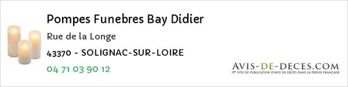 Avis de décès - Chavaniac-Lafayette - Pompes Funebres Bay Didier