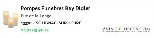 Avis de décès - Jullianges - Pompes Funebres Bay Didier