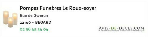 Avis de décès - Lescouët-Gouarec - Pompes Funebres Le Roux-soyer