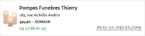 Avis de décès - Aulnoy-lez-Valenciennes - Pompes Funebres Thierry