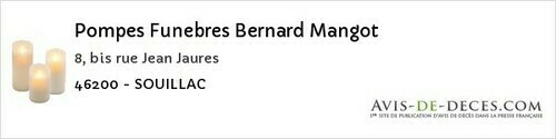 Avis de décès - Espeyroux - Pompes Funebres Bernard Mangot