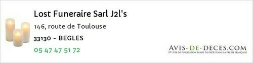 Avis de décès - Biganos - Lost Funeraire Sarl J2l's