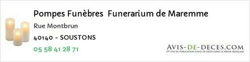 Avis de décès - Orthevielle - Pompes Funèbres Funerarium de Maremme
