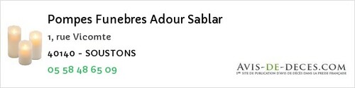 Avis de décès - Castaignos-Souslens - Pompes Funebres Adour Sablar
