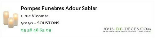 Avis de décès - Cauneille - Pompes Funebres Adour Sablar