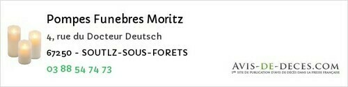 Avis de décès - Ringendorf - Pompes Funebres Moritz