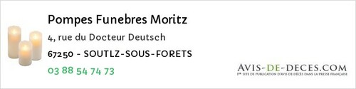 Avis de décès - Gundershoffen - Pompes Funebres Moritz