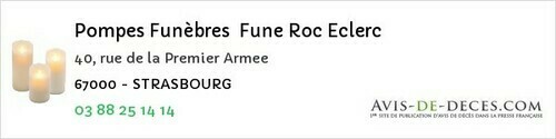 Avis de décès - Rosenwiller - Pompes Funèbres Fune Roc Eclerc