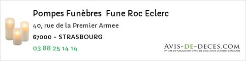 Avis de décès - Schiltigheim - Pompes Funèbres Fune Roc Eclerc