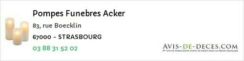 Avis de décès - Andlau - Pompes Funebres Acker