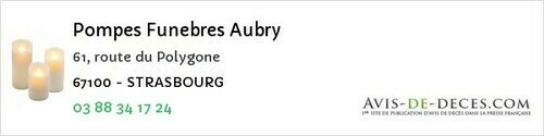Avis de décès - Andlau - Pompes Funebres Aubry