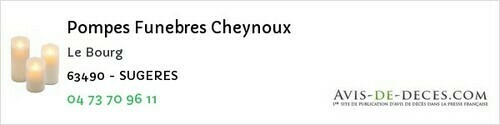 Avis de décès - Égliseneuve-D'entraigues - Pompes Funebres Cheynoux