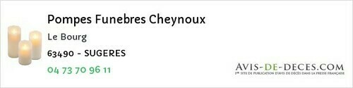 Avis de décès - Rentières - Pompes Funebres Cheynoux