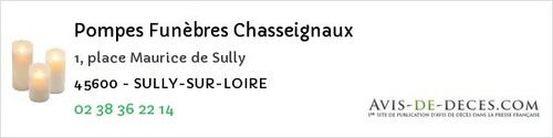 Avis de décès - Saint-Maurice-Sur-Aveyron - Pompes Funèbres Chasseignaux