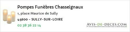 Avis de décès - Bordeaux-en-Gâtinais - Pompes Funèbres Chasseignaux