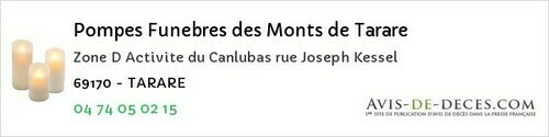 Avis de décès - Gleizé - Pompes Funebres des Monts de Tarare