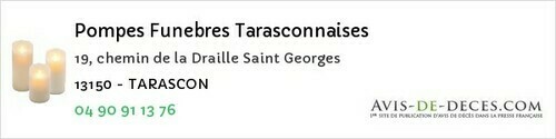 Avis de décès - Barbentane - Pompes Funebres Tarasconnaises