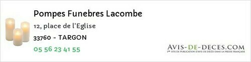 Avis de décès - Cestas - Pompes Funebres Lacombe