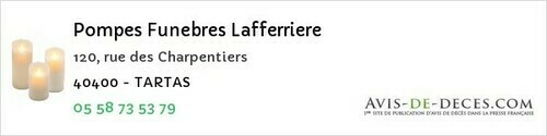 Avis de décès - Bénesse-lès-Dax - Pompes Funebres Lafferriere