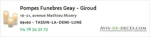 Avis de décès - Fontaines-Saint-Martin - Pompes Funebres Geay - Giroud