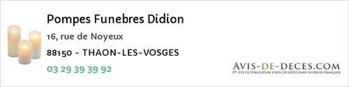 Avis de décès - Saint-Dié-Des-Vosges - Pompes Funebres Didion