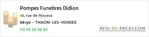 Avis de décès - Dombrot-sur-Vair - Pompes Funebres Didion
