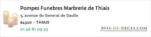 Avis de décès - Saint-Maurice - Pompes Funebres Marbrerie de Thiais