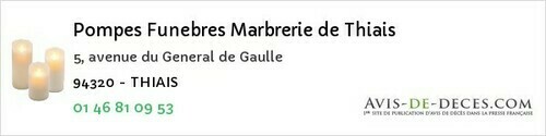 Avis de décès - Sucy-en-Brie - Pompes Funebres Marbrerie de Thiais