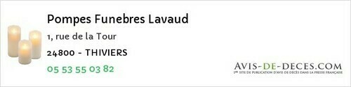 Avis de décès - Terrasson-Lavilledieu - Pompes Funebres Lavaud