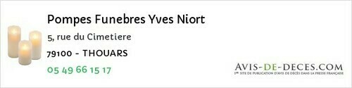 Avis de décès - Thorigné - Pompes Funebres Yves Niort