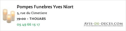 Avis de décès - La Rochénard - Pompes Funebres Yves Niort