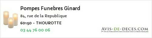 Avis de décès - Verneuil-en-Halatte - Pompes Funebres Ginard
