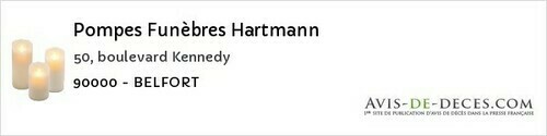 Avis de décès - Fêche-L'église - Pompes Funèbres Hartmann