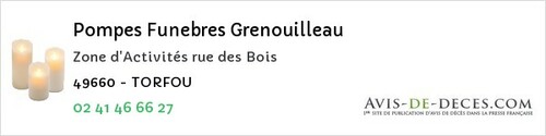 Avis de décès - Saint-Cyr-En-Bourg - Pompes Funebres Grenouilleau