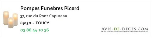 Avis de décès - Courlon-sur-Yonne - Pompes Funebres Picard