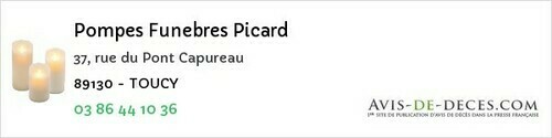 Avis de décès - Sacy - Pompes Funebres Picard
