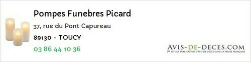 Avis de décès - Asquins - Pompes Funebres Picard