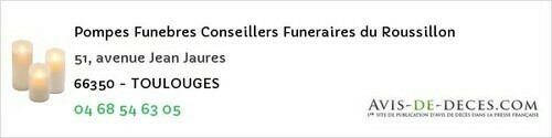 Avis de décès - Le Boulou - Pompes Funebres Conseillers Funeraires du Roussillon