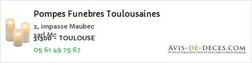 Avis de décès - Bouloc - Pompes Funebres Toulousaines