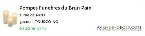 Avis de décès - Caullery - Pompes Funebres du Brun Pain