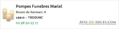 Avis de décès - Lampaul-Plouarzel - Pompes Funebres Mariel