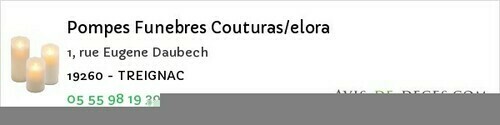 Avis de décès - Couffy-sur-Sarsonne - Pompes Funebres Couturas/elora